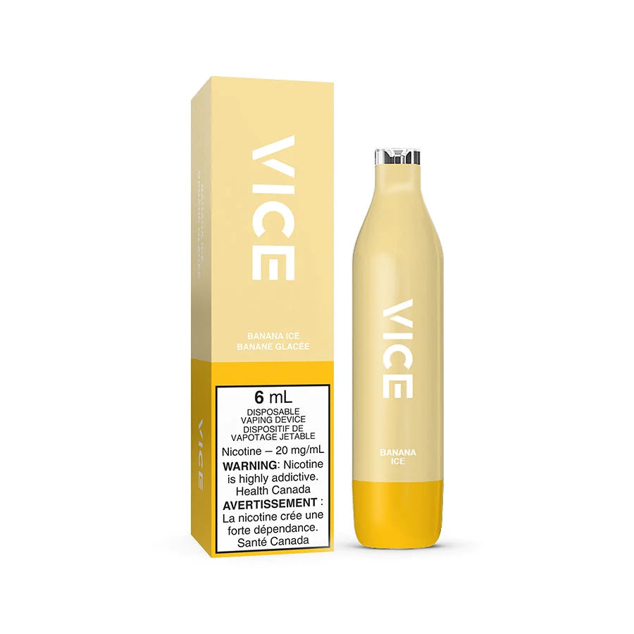 Banana Ice - Vice 2500 Disposable Vape - Convenient and Flavorful, 2500 puffs, 6mL/20mg - Vape Cave