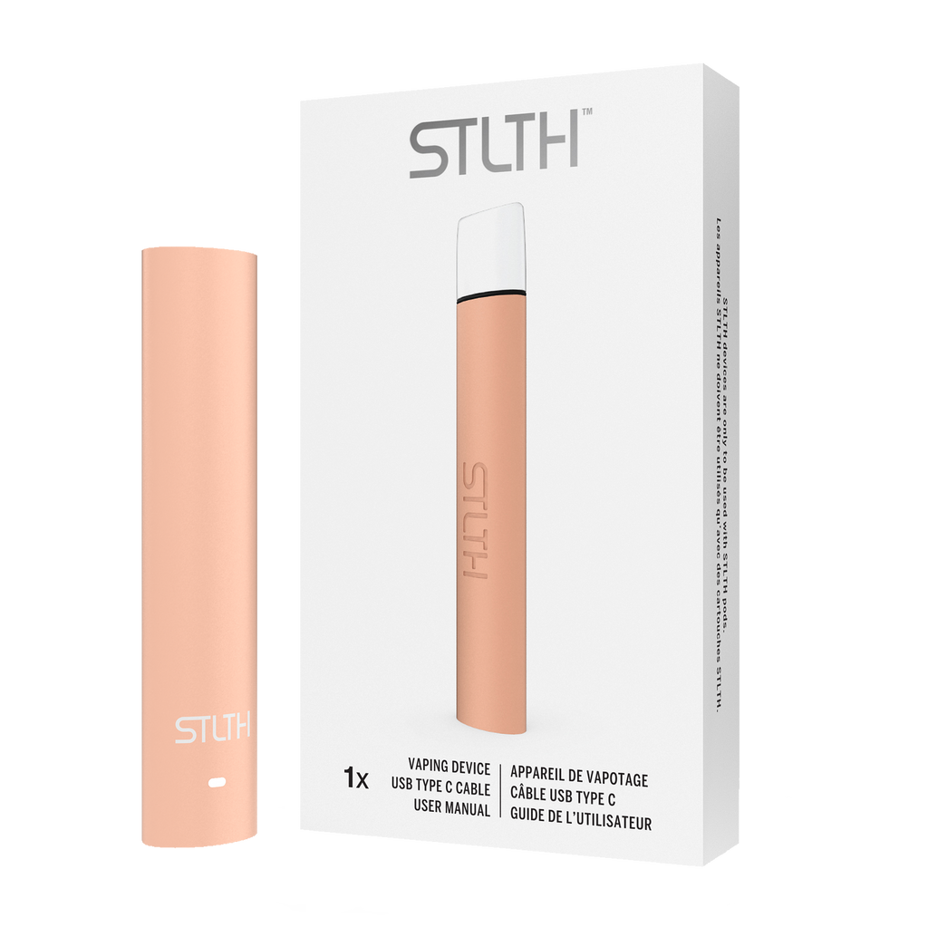 Stlth Device in Rose Gold Metal, sleek and lightweight, ideal for on-the-go vaping.