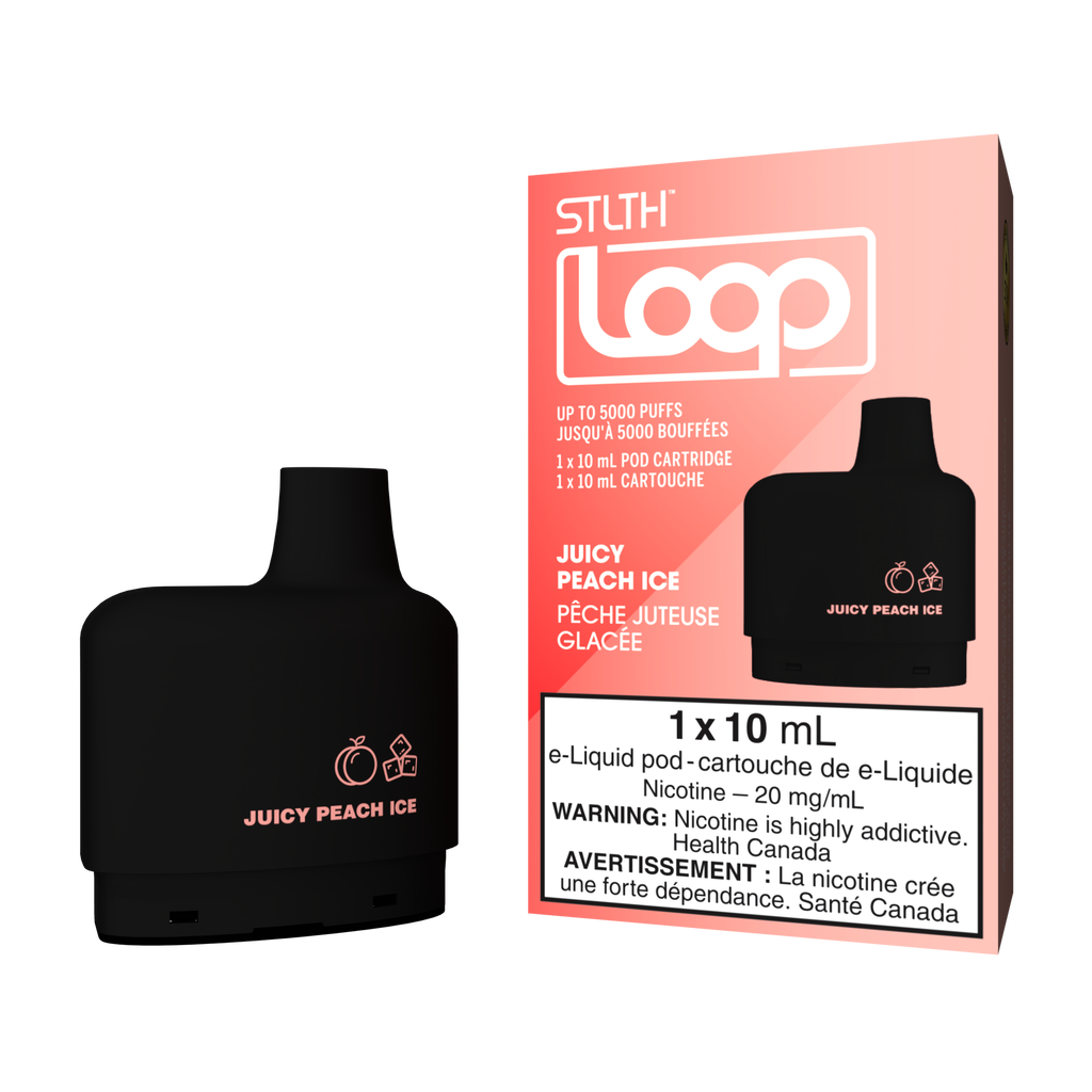 Stlth Loop Pods Juicy Peach Ice, sweet peach flavor with a cool menthol twist.