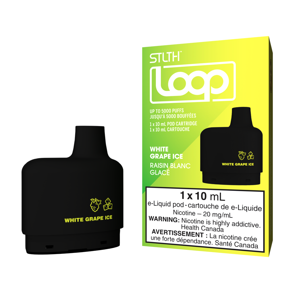 Stlth Loop Pods White Grape Ice, sweet and crisp grape flavor with a frosty touch.