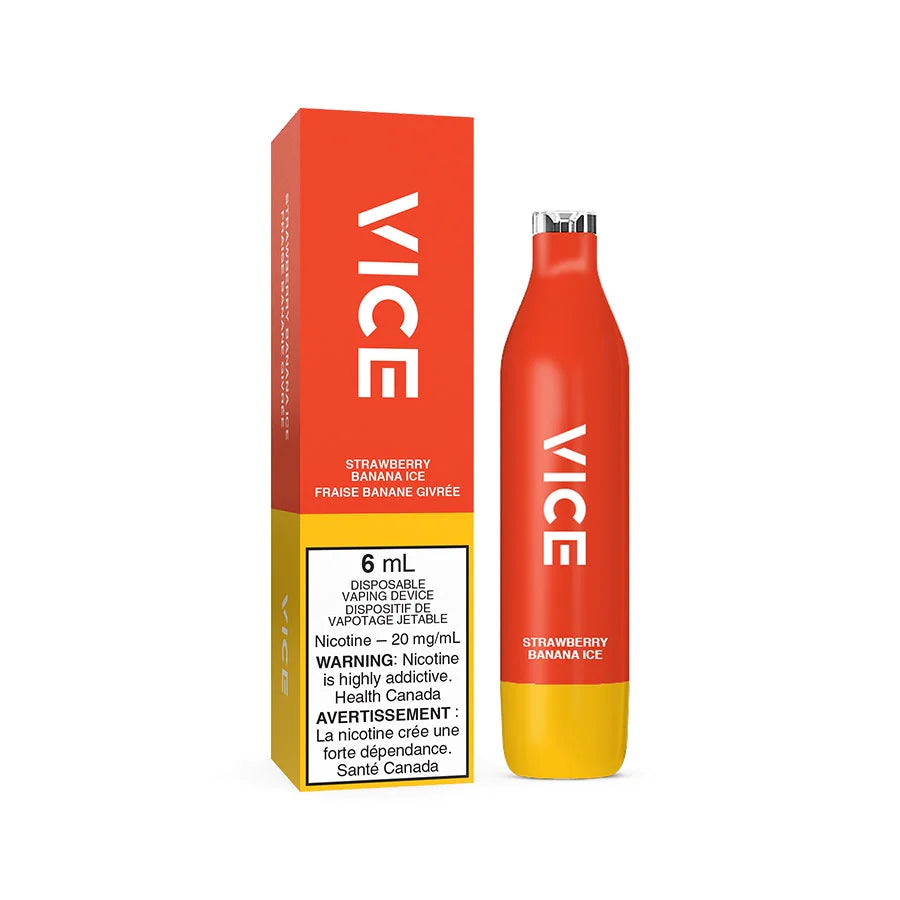 Strawberry Banana Ice - Vice 2500 Disposable Vape - Convenient and Flavorful, 2500 puffs, 6mL/20mg - Vape Cave