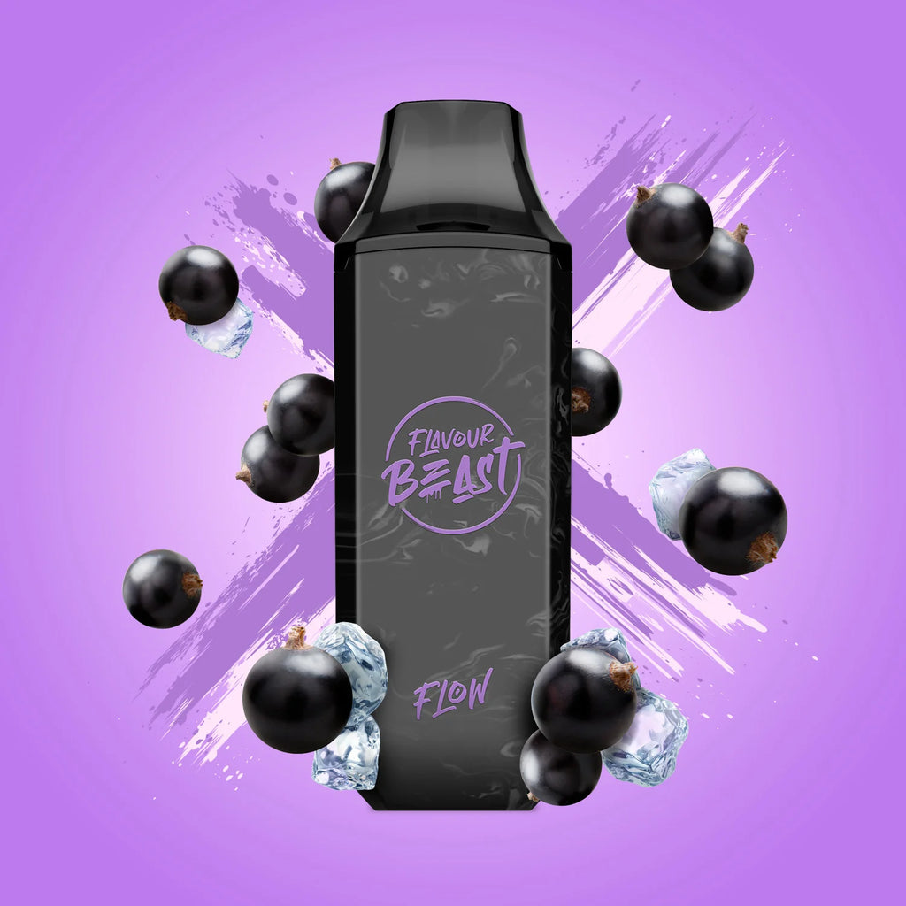 Bumpin' Blackcurrant Iced - Flavour Beast Flow Disposable Vape - Sleek design, up to 4000 puffs, 10mL juice capacity, 600mAh battery, 1.2 ohm mesh coil - Vape Cave