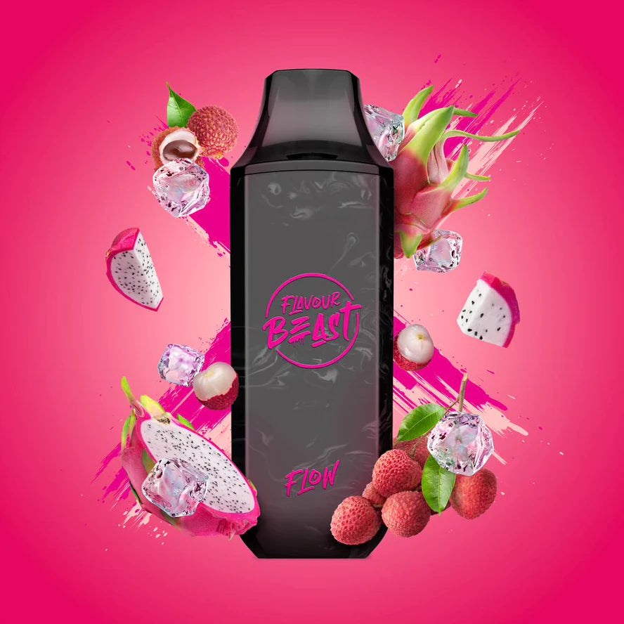 Dreamy Dragonfruit Lychee Iced - Flavour Beast Flow Disposable Vape - Sleek design, up to 4000 puffs, 10mL juice capacity, 600mAh battery, 1.2 ohm mesh coil - Vape Cave