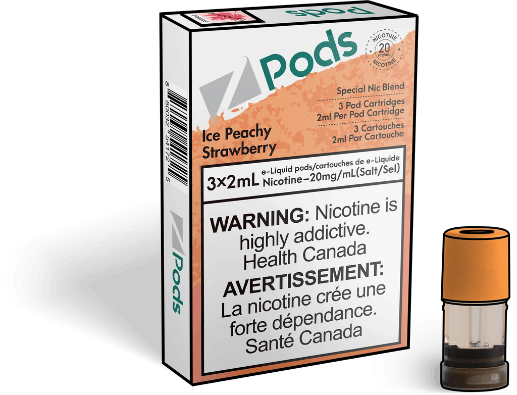 Ice Peachy Strawberry - Z Pods - Premium Stlth Compatible Pods - Wide Range of Flavors - Vape Cave