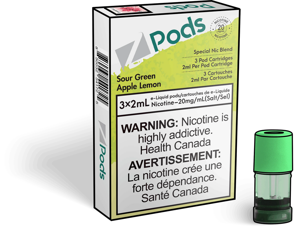 Sour Green Apple Lemon - Z Pods - Premium Stlth Compatible Pods - Wide Range of Flavors - Vape Cave