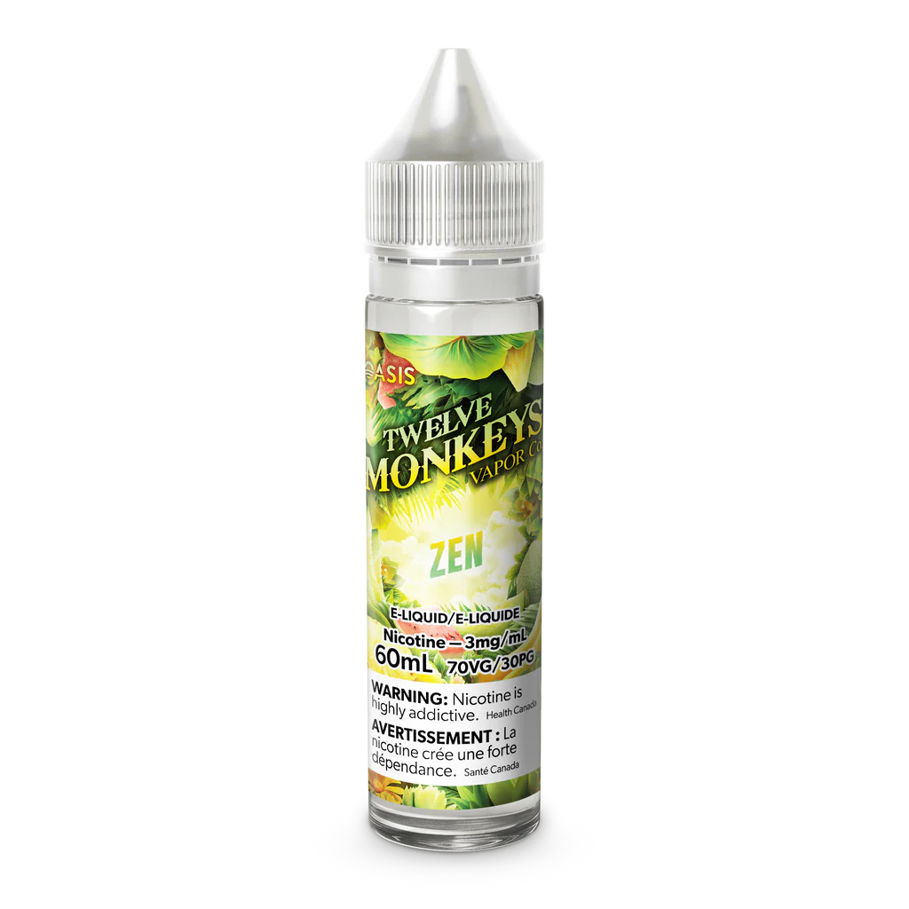 Zen - 12 Monkeys Oasis Collection Freebase E-Liquid - Exotic and Refreshing Fruits Vape Juice - 60ml - Vape Cave